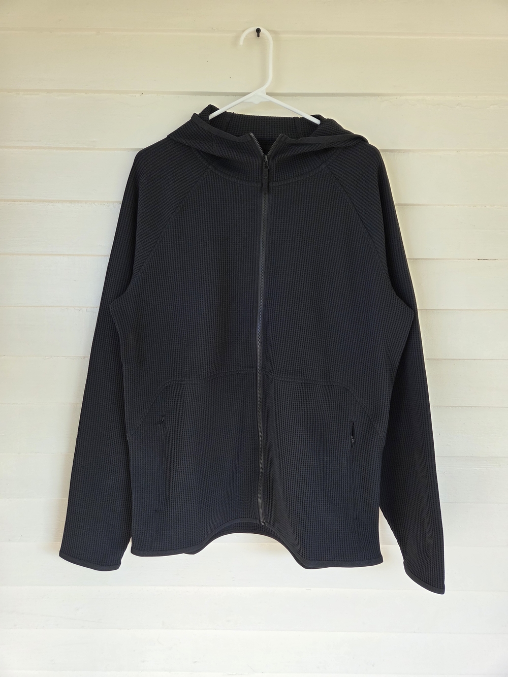 Western Rise Men's Black Waffle Fabric Full Zip Hoodie Size L
